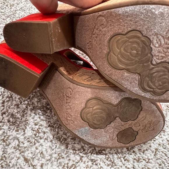 Carlos Santana Red Platform Sandals with Chunky Cork Heel size 11 - Picture 6 of 8